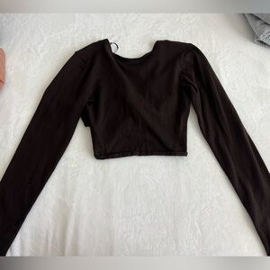 Zara dark brown long sleeve crop top, Size M